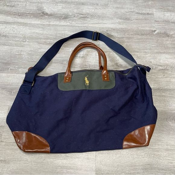 Polo Ralph Lauren Other - Vintage Polo Ralph Lauren Canvas Gym Bag Duffel Travel Luggage Leather Handles